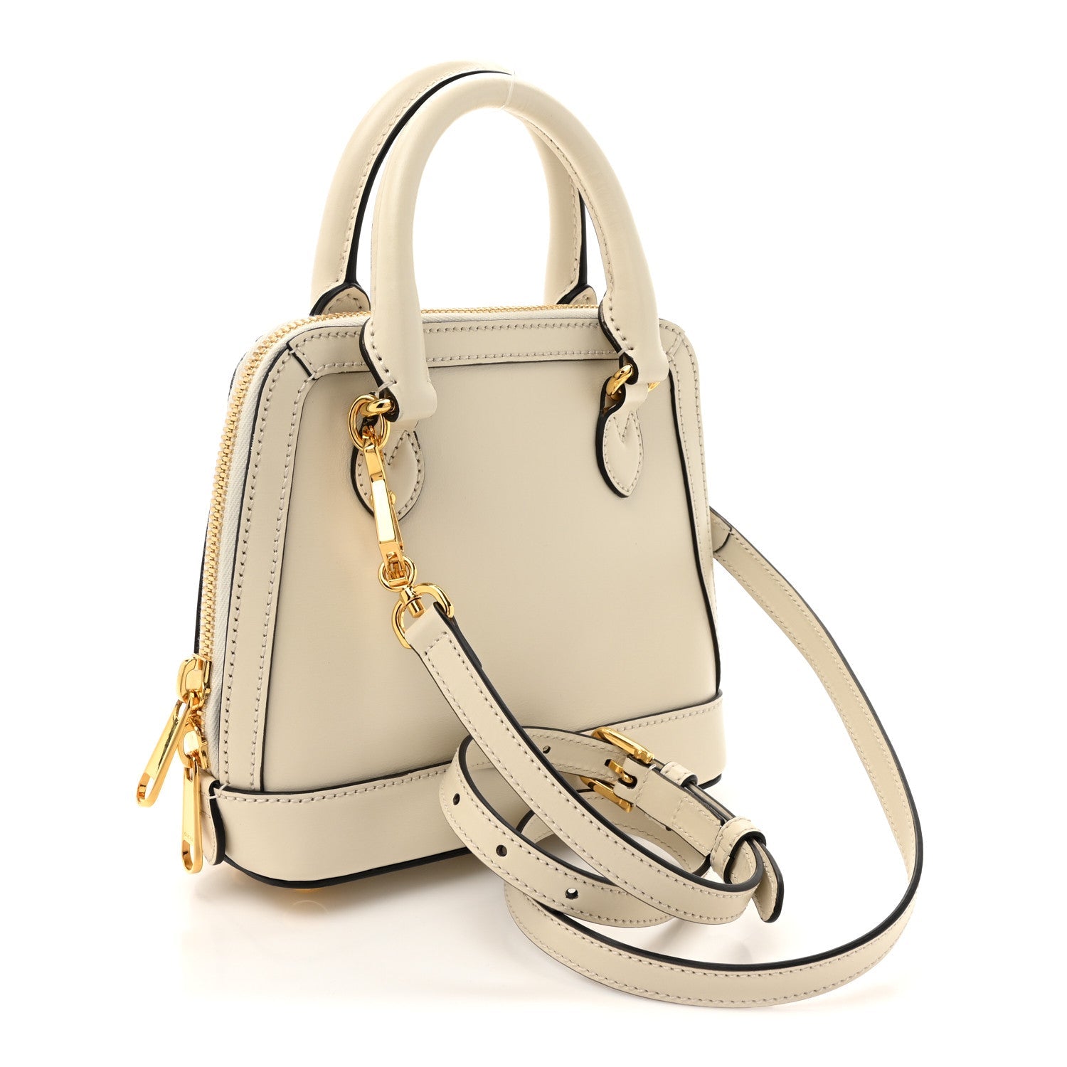 Boarded Plutone Calfskin Mini Horsebit 1955 Top Handle Bag Mystic White