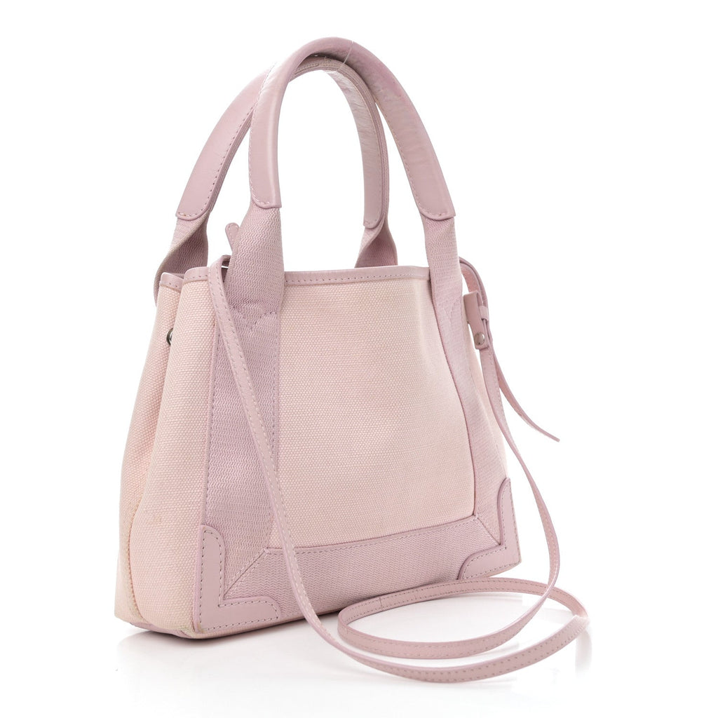 Cotton Canvas Satin Calfskin Navy Cabas XS Pink