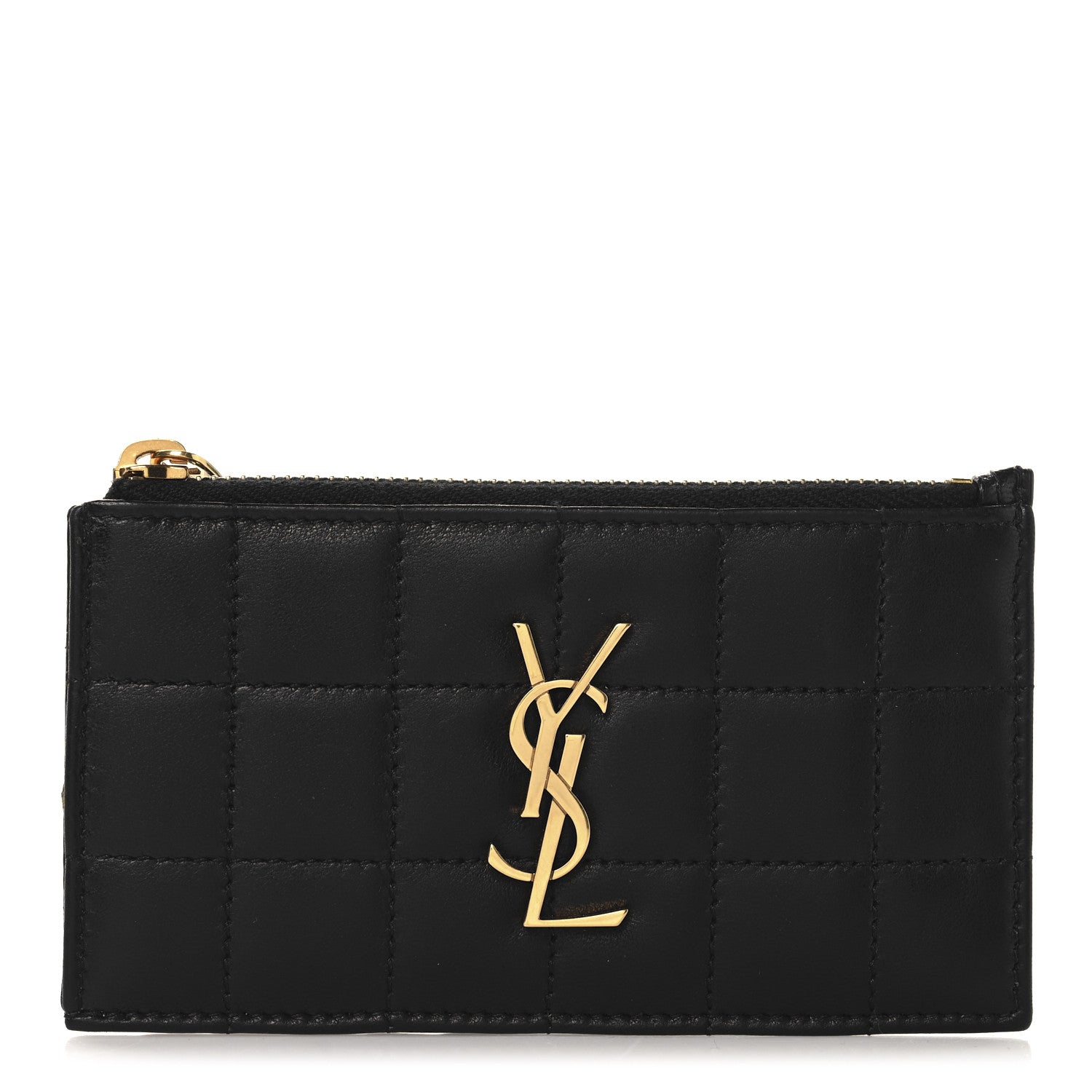 Lambskin Matelasse Cassandre Carre Fragments Zippered  Case Black