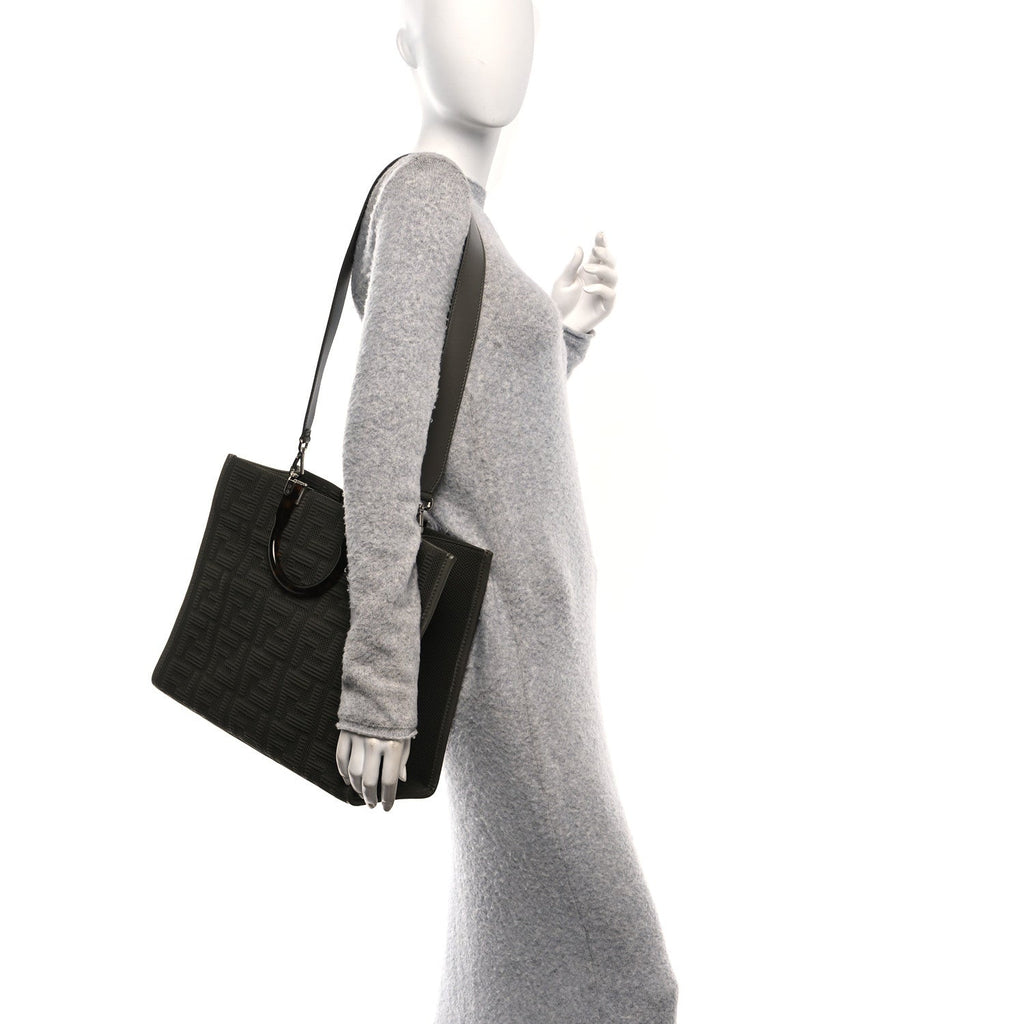Technical Fabric Plexiglass FF Medium Fendi Sunshine Shopper Tote Wood