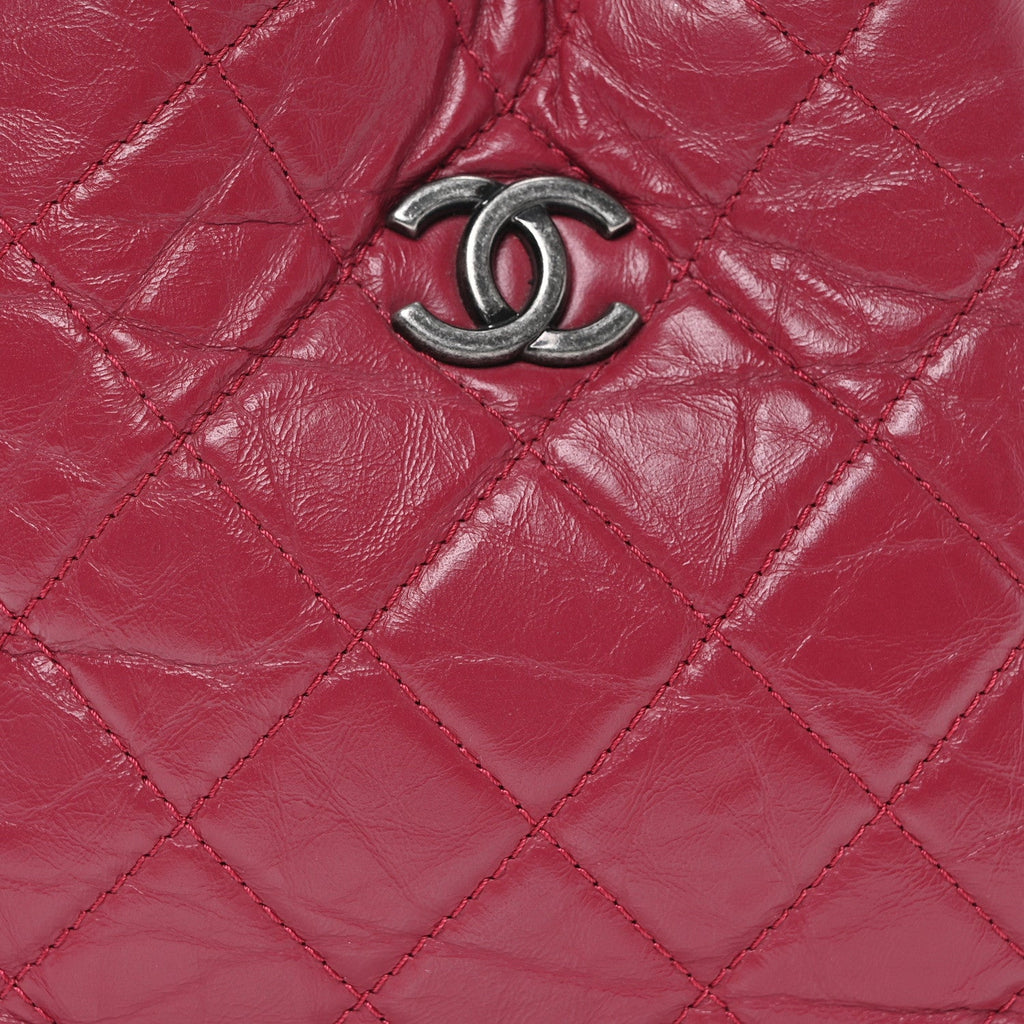 Aged Calfskin Quilted Small Gabrielle Backpack Dark Pink