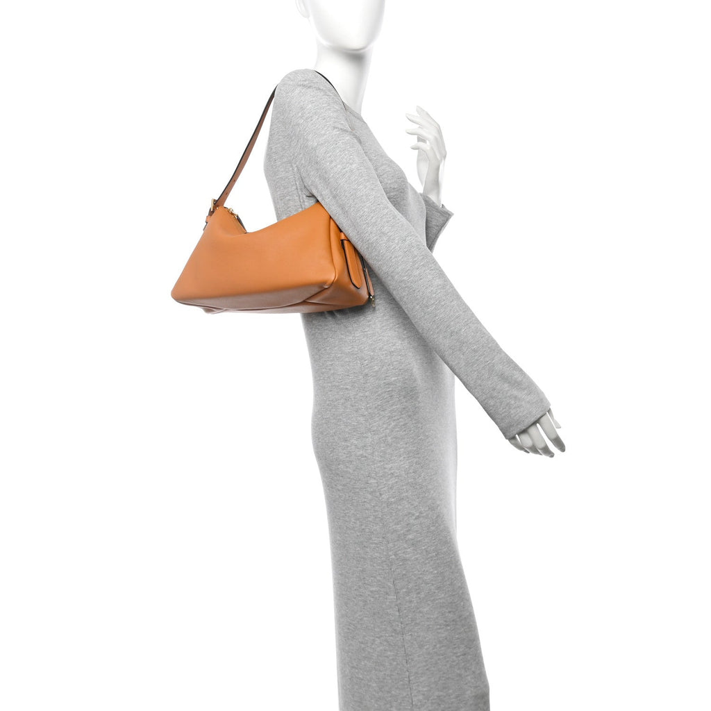 Soft Calfskin Medium Aimee Shoulder Bag Caramel