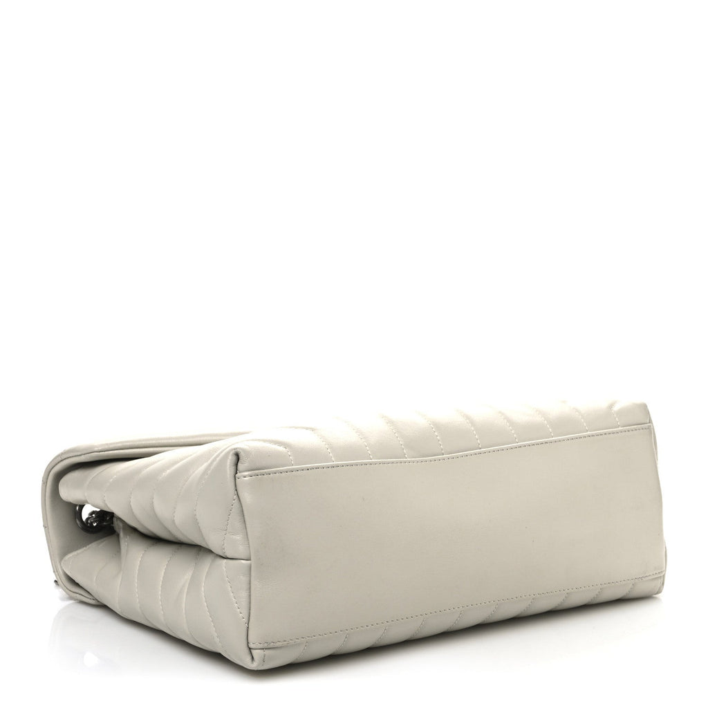 Calfskin Y Quilted Monogram Medium Loulou Chain Satchel Ivory