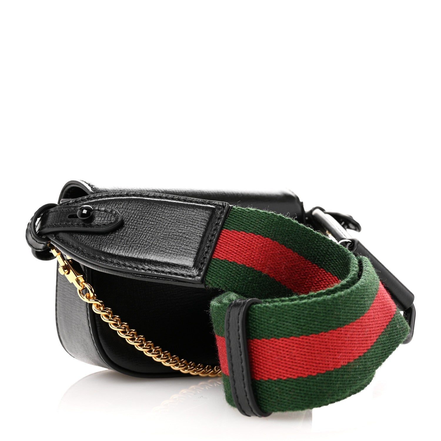 Azalea Calfskin Web Horsebit 1955 Wallet On Strap Black