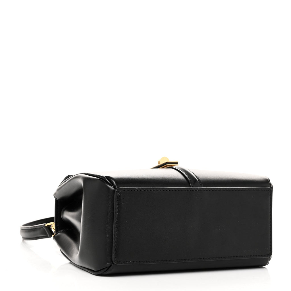 Satinated Calfskin Mini 16 Top Handle Bag Black
