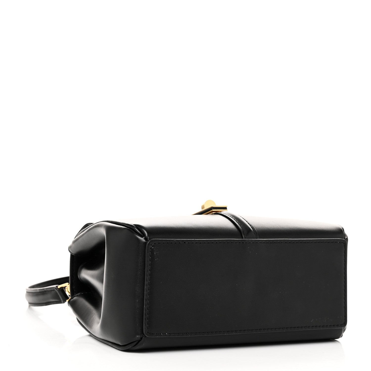 Satinated Calfskin Mini 16 Top Handle Bag Black