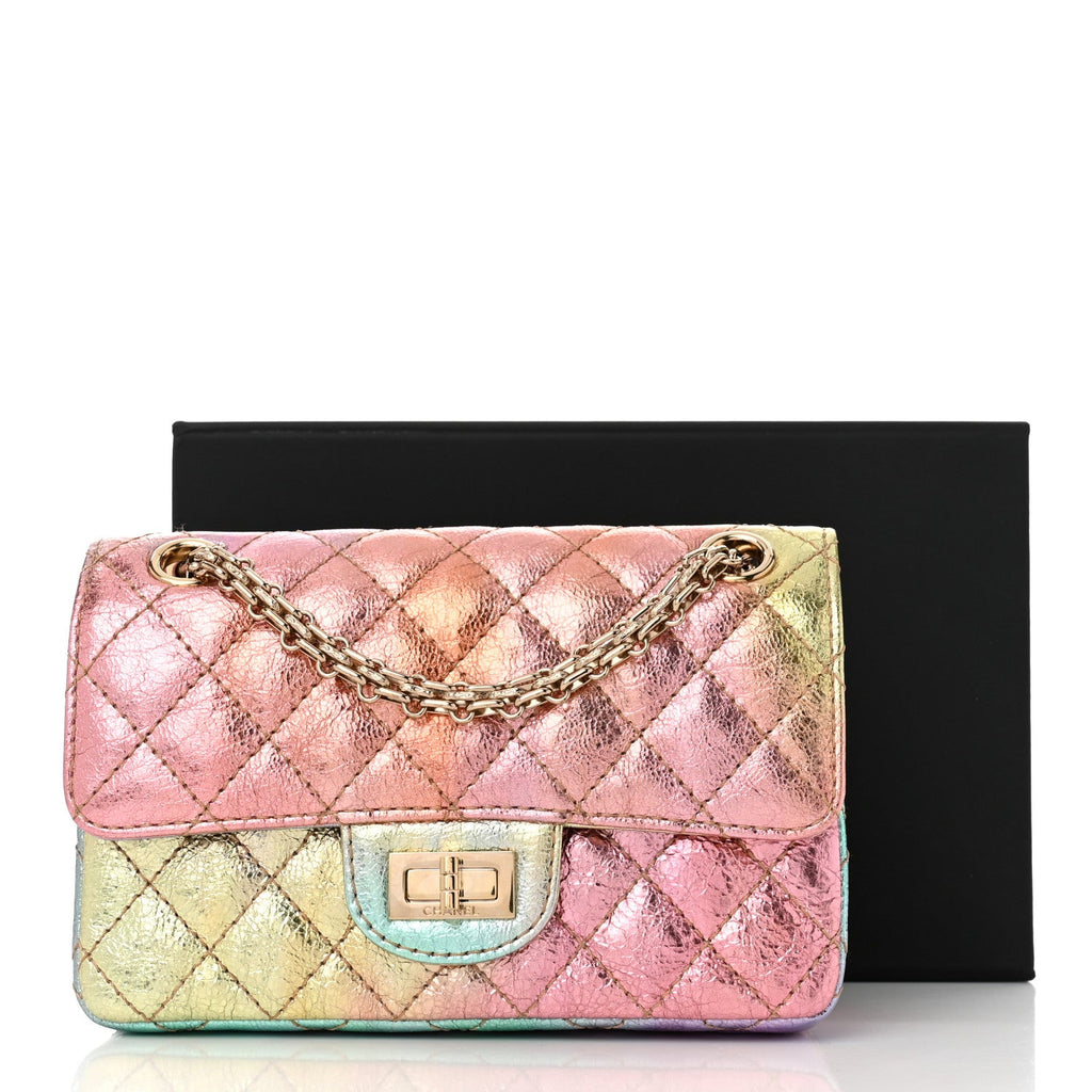 Metallic Goatskin Quilted Mini 2.55 Reissue Flap Multicolor