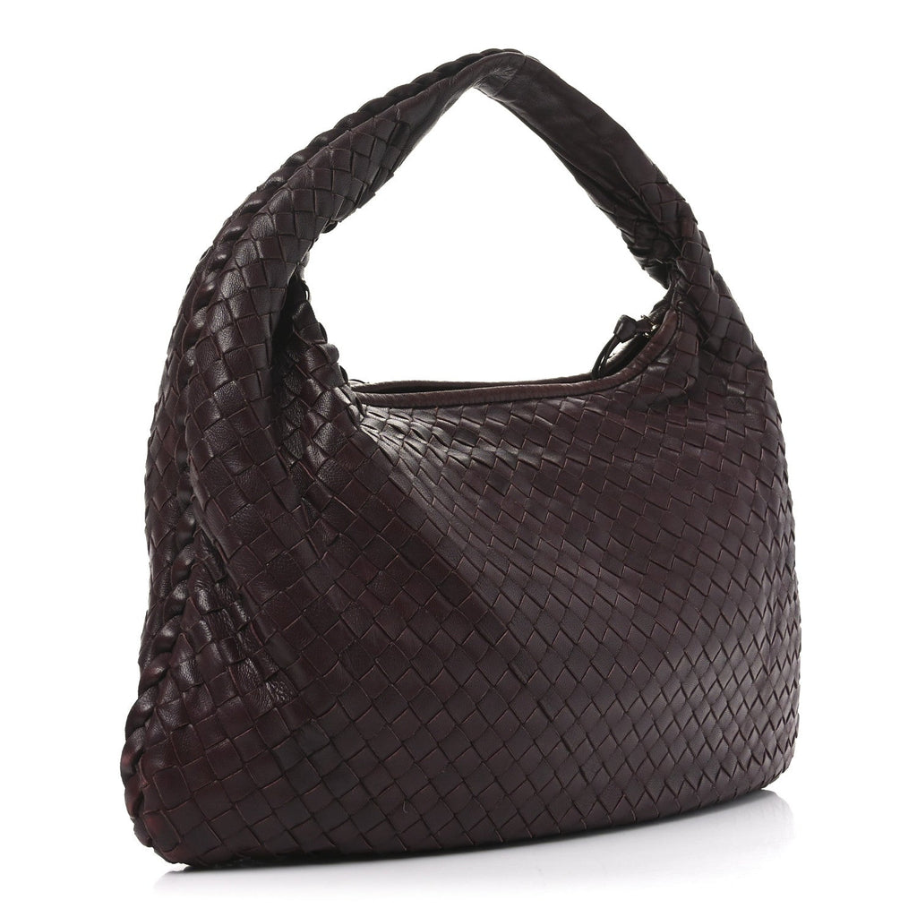 Nappa Intrecciato Medium Veneta Hobo Dark Red
