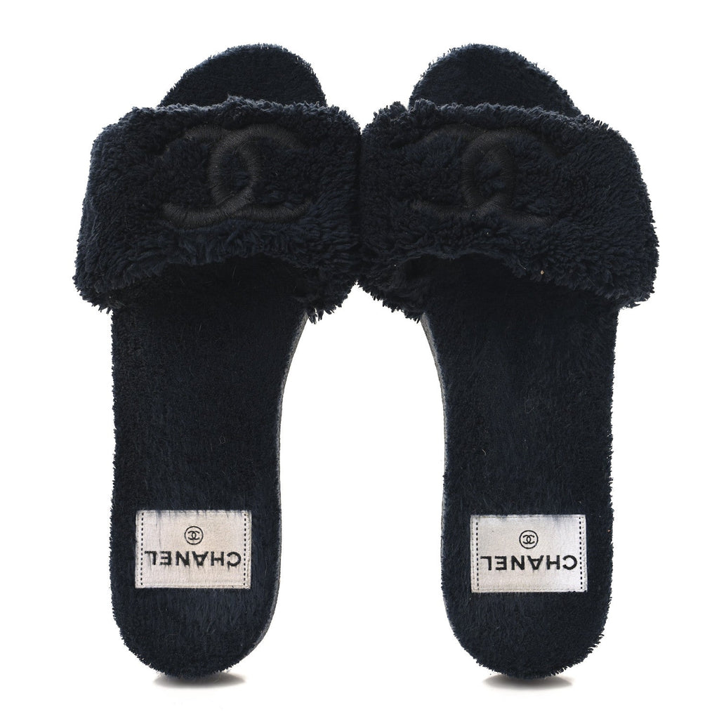 Terry CC Flat Mules Sandals 37 Navy