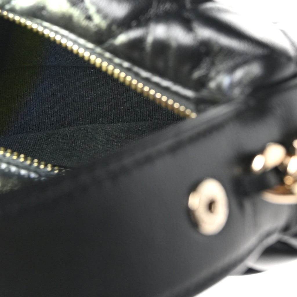 Lambskin Quilted Chain Around Pouch Black