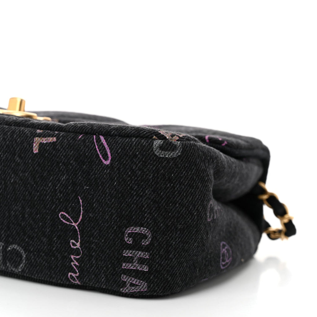 Denim Quilted Denim Mood Mini Rectangular Flap Black Multicolor