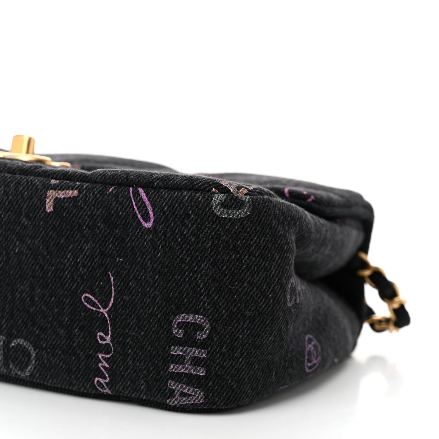 Denim Quilted Denim Mood Mini Rectangular Flap Black Multicolor