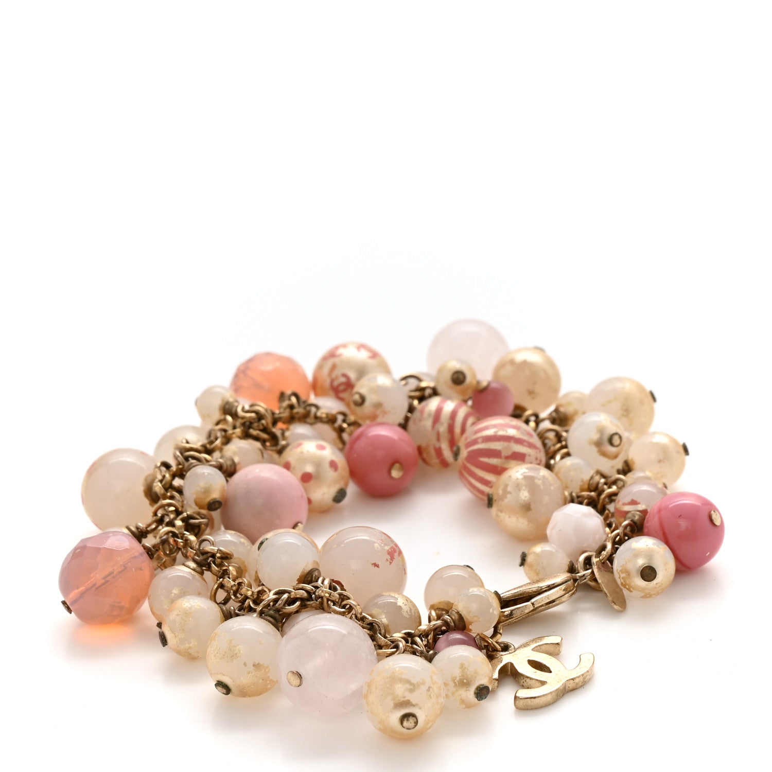 Beaded CC Multi Strand Bracelet Gold Multicolor