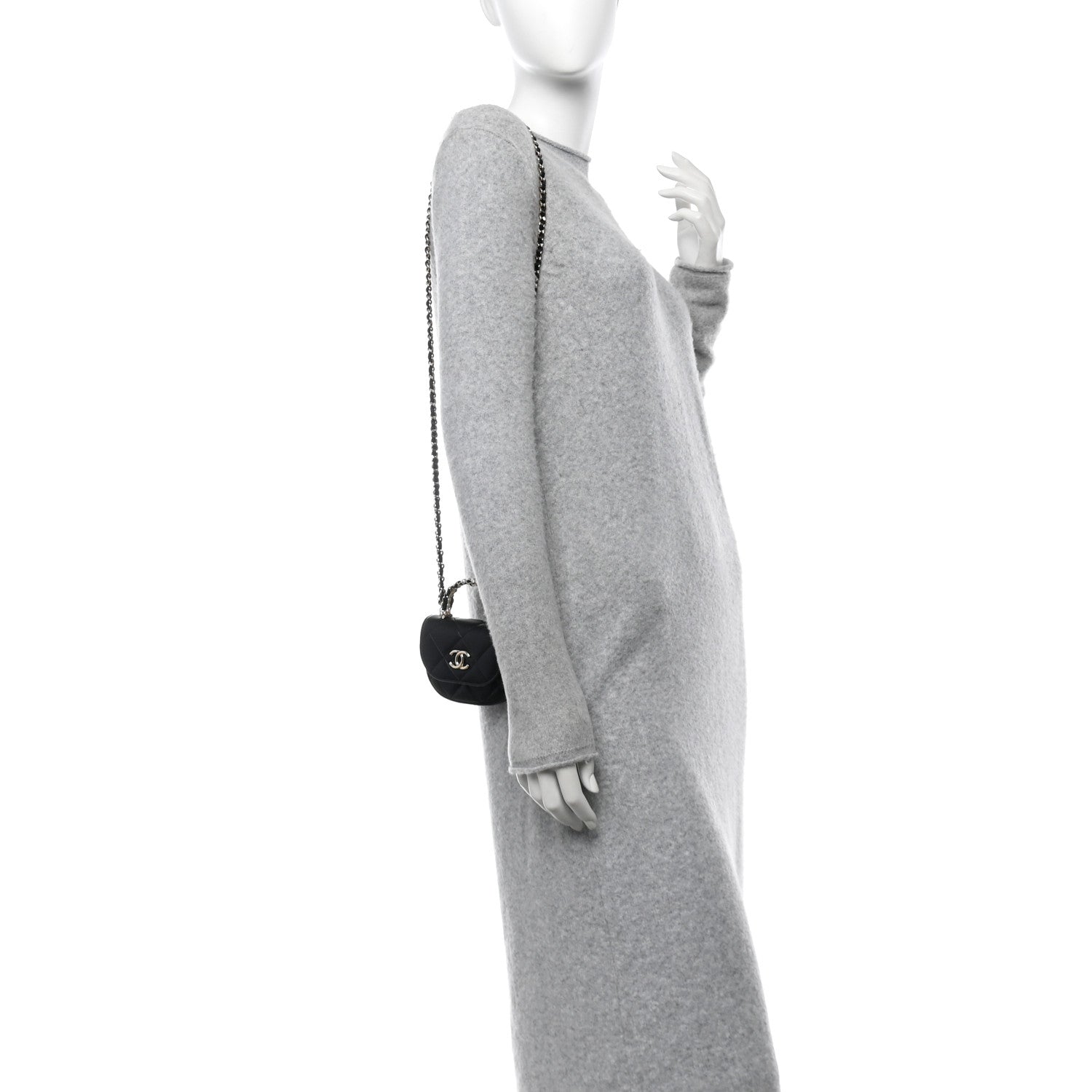 Lambskin Quilted Pearl Top Handle Clutch With Chain Black