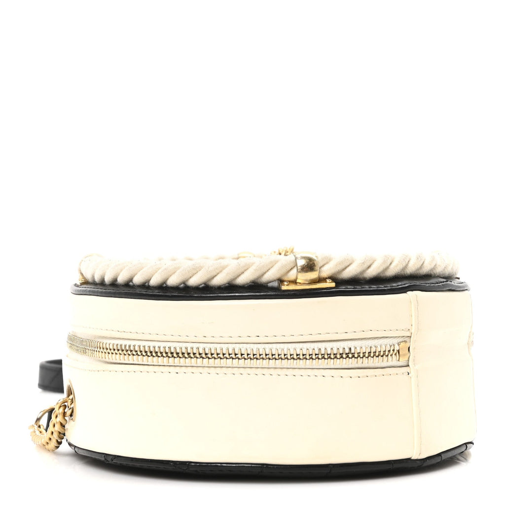 Crumpled Calfskin Cotton Small En Vogue Round Bag Black