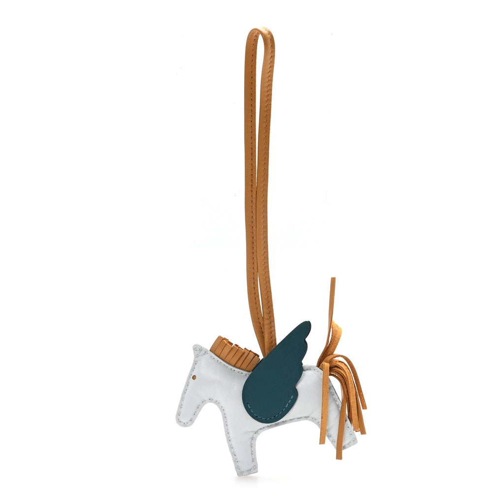 Milo Lambskin Grigri Rodeo Pegase Horse Bag Charm PM Bleu Brume Sesame Vert Bosphore