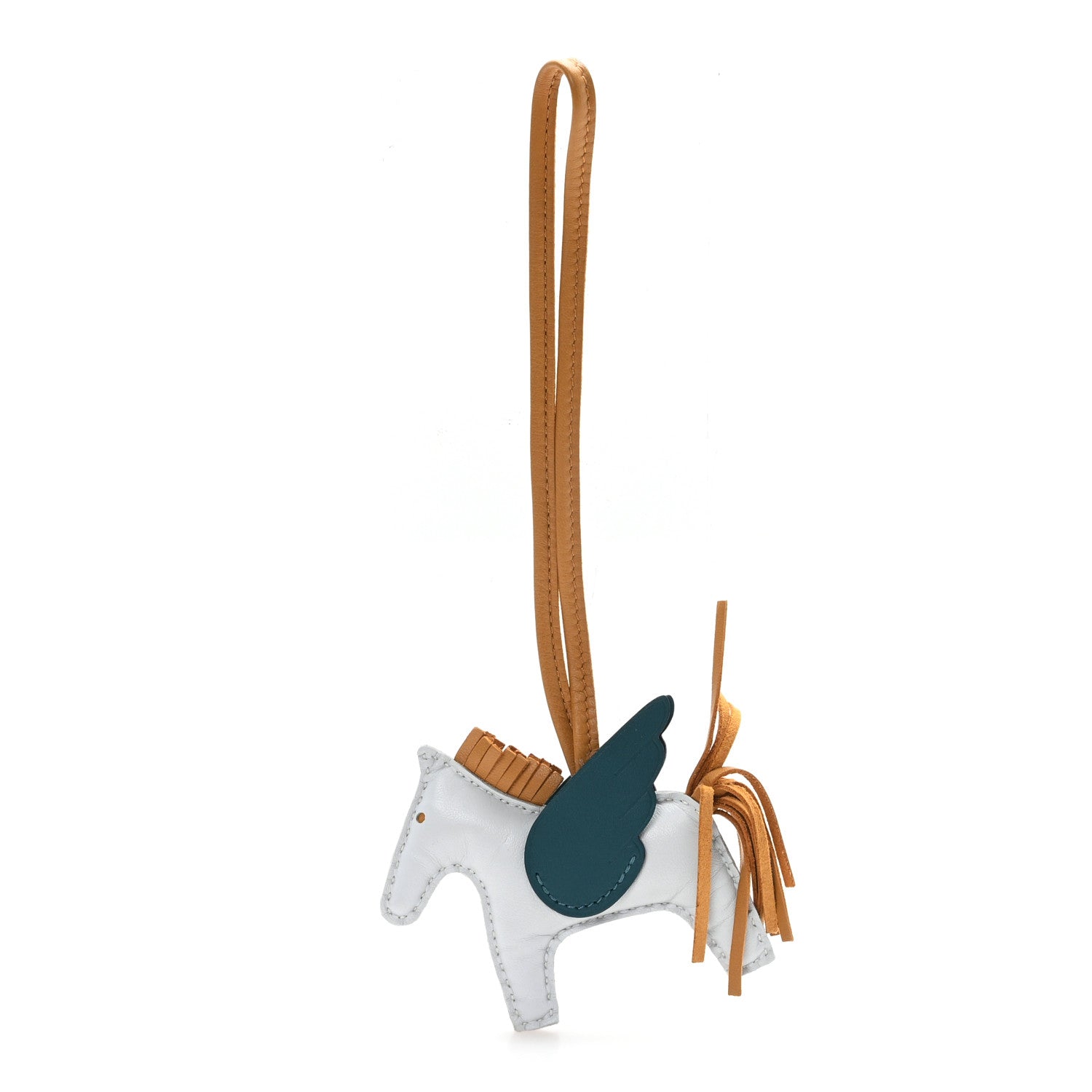 Milo Lambskin Grigri Rodeo Pegase Horse Bag Charm PM Bleu Brume Sesame Vert Bosphore