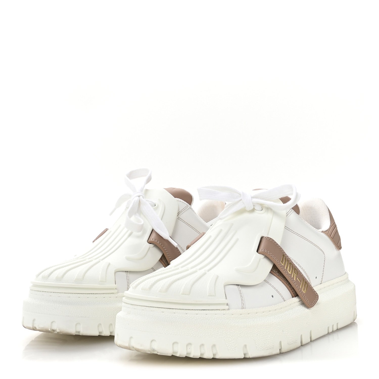 Calfskin Bi-Color Dior-ID Platform Sneakers 40.5 White Nude