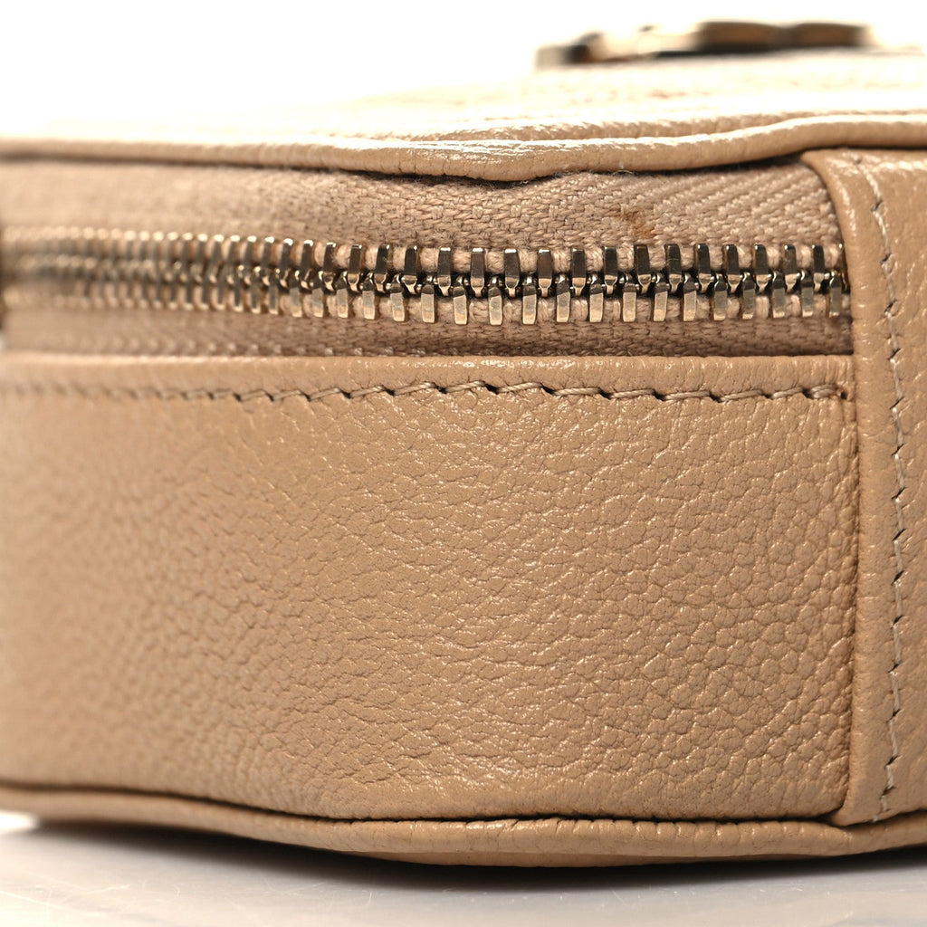 Caviar Chevron Quilted Mini Boy Clutch With Chain Beige