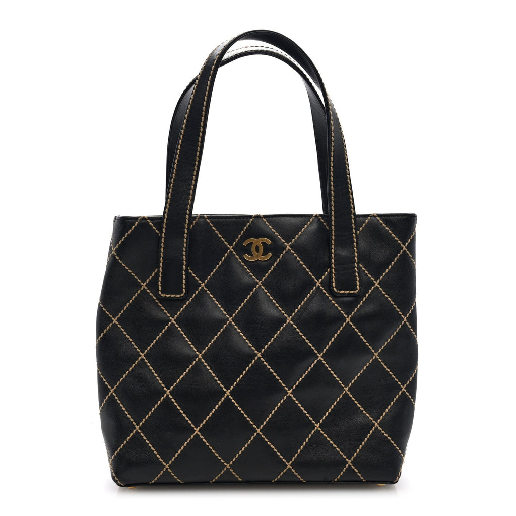 Calfskin Wild Stitch Tote Black