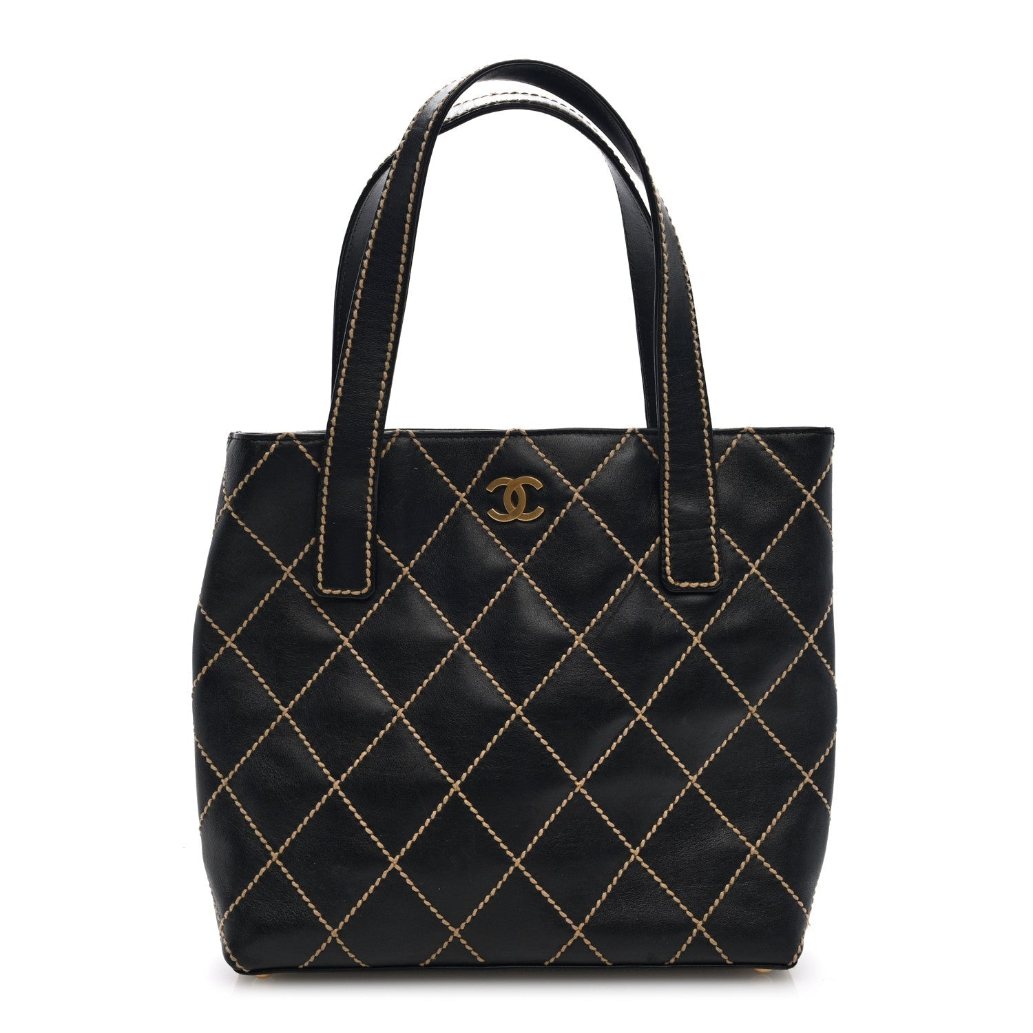 Calfskin Wild Stitch Tote Black
