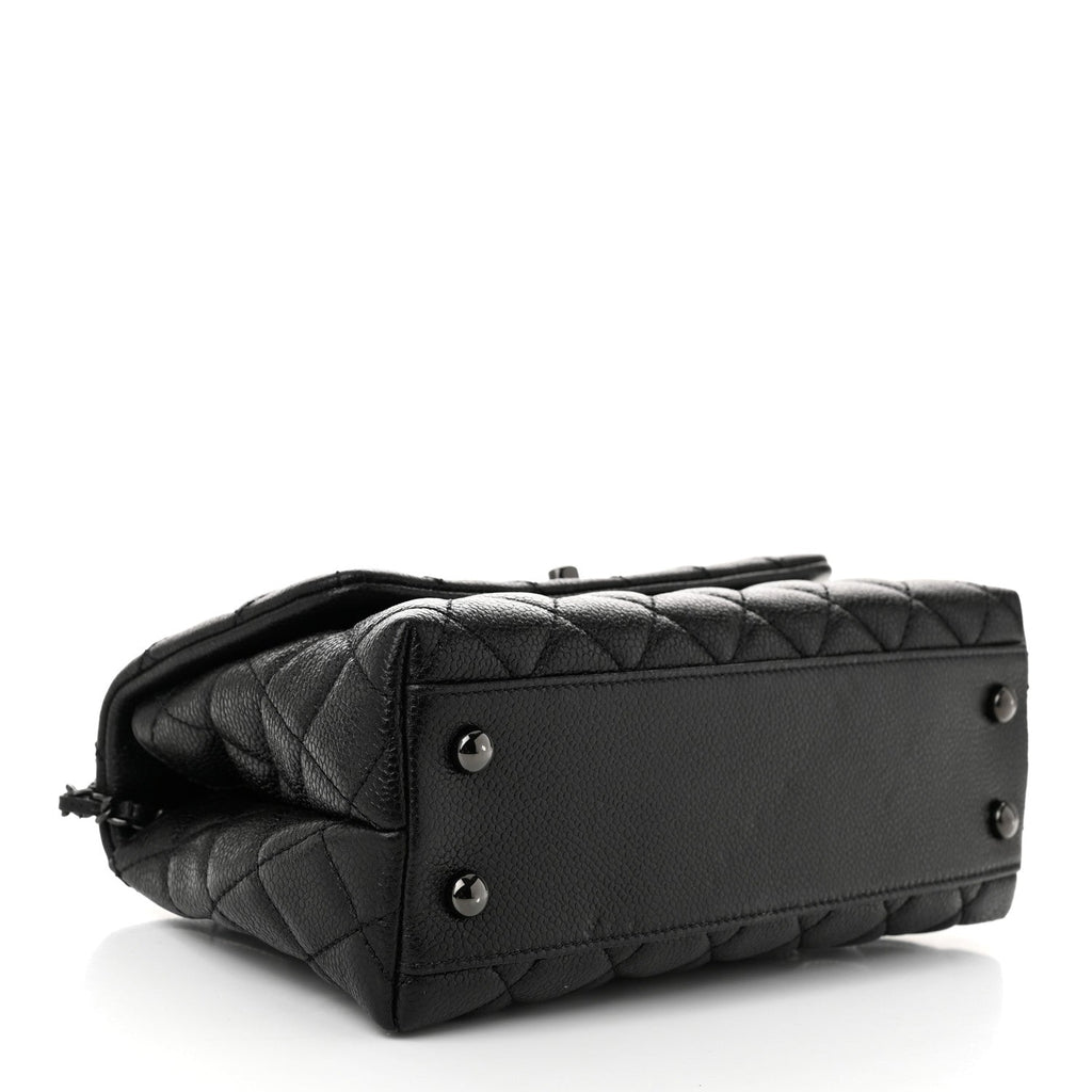 Caviar Quilted Mini Coco Handle Flap So Black