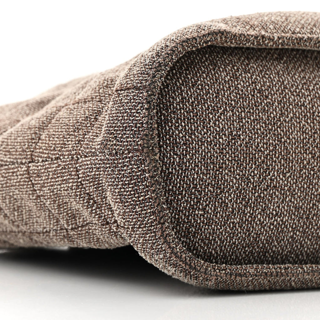 Tweed Quilted Chocolate Bar Tote Beige