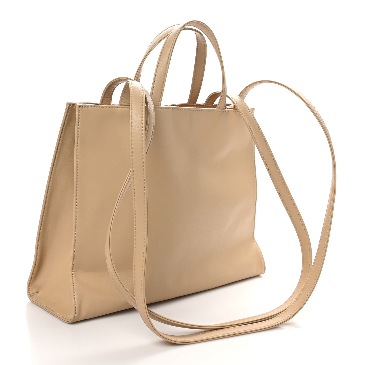 Vegan Leather Medium Shopping Bag Cream