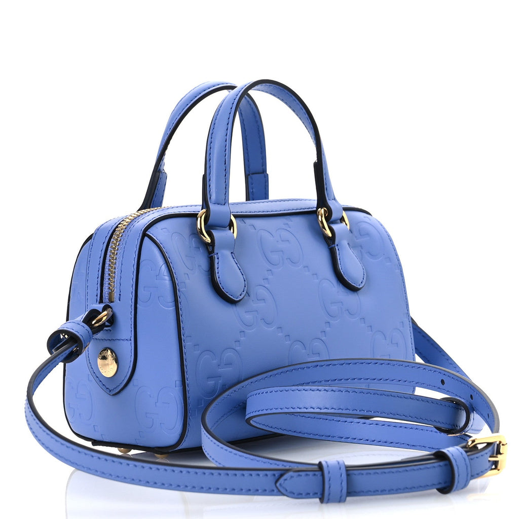 Gilbert Calfskin Jumbo GG Embossed Super Mini Top Handle Bowler Bag Bloom Lavender