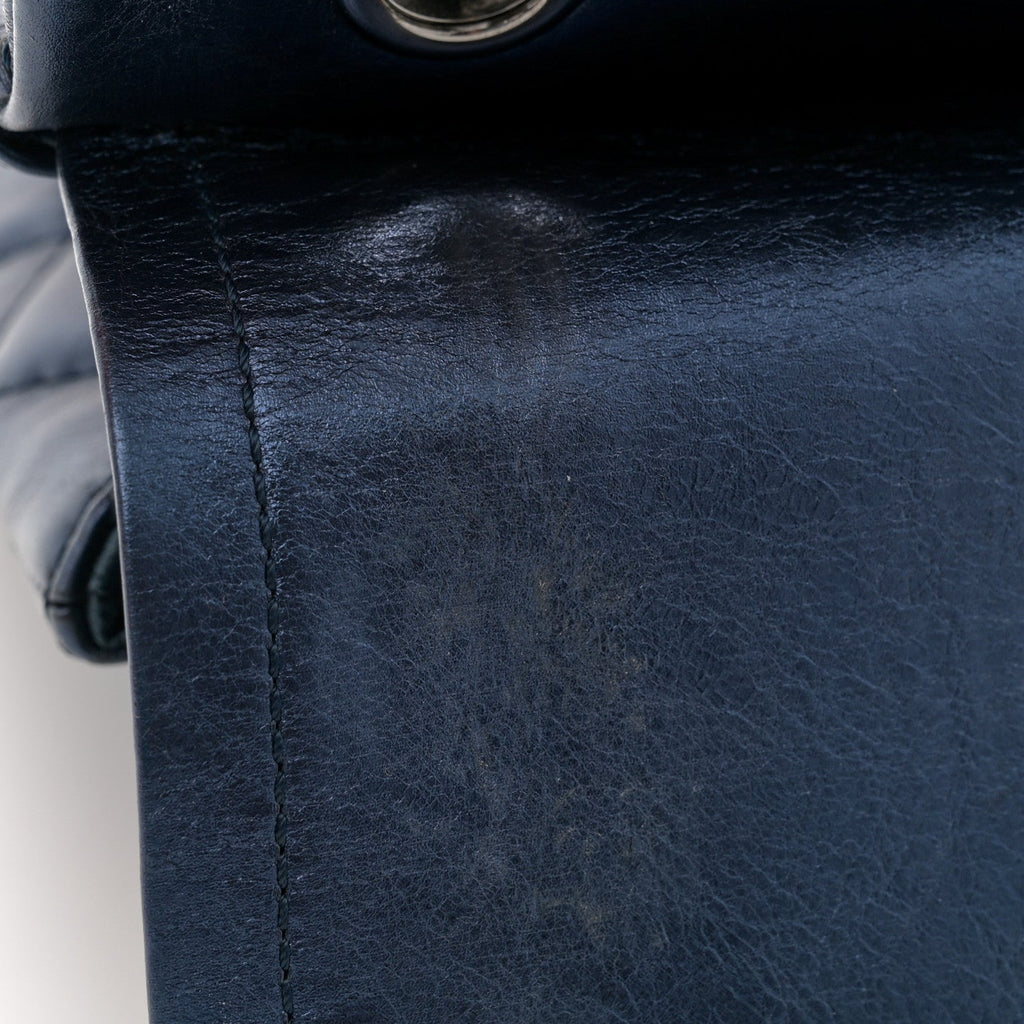 Metallic Aged Calfskin Quilted 2.55 Reissue 226 Flap Dark Navy Blue