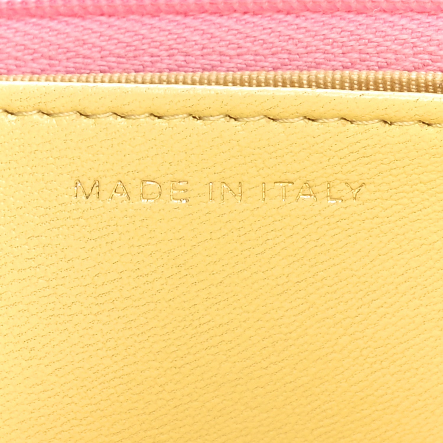 Lambskin Quilted Wallet On Chain WOC Pink Yellow