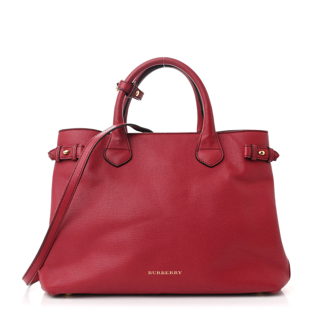 Derby Calfskin House Check Medium Banner Tote Russet Red