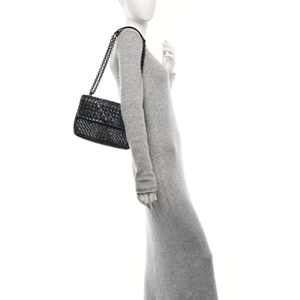 Tobu Ayers Intrecciato Small Olimpia Shoulder Bag Blue