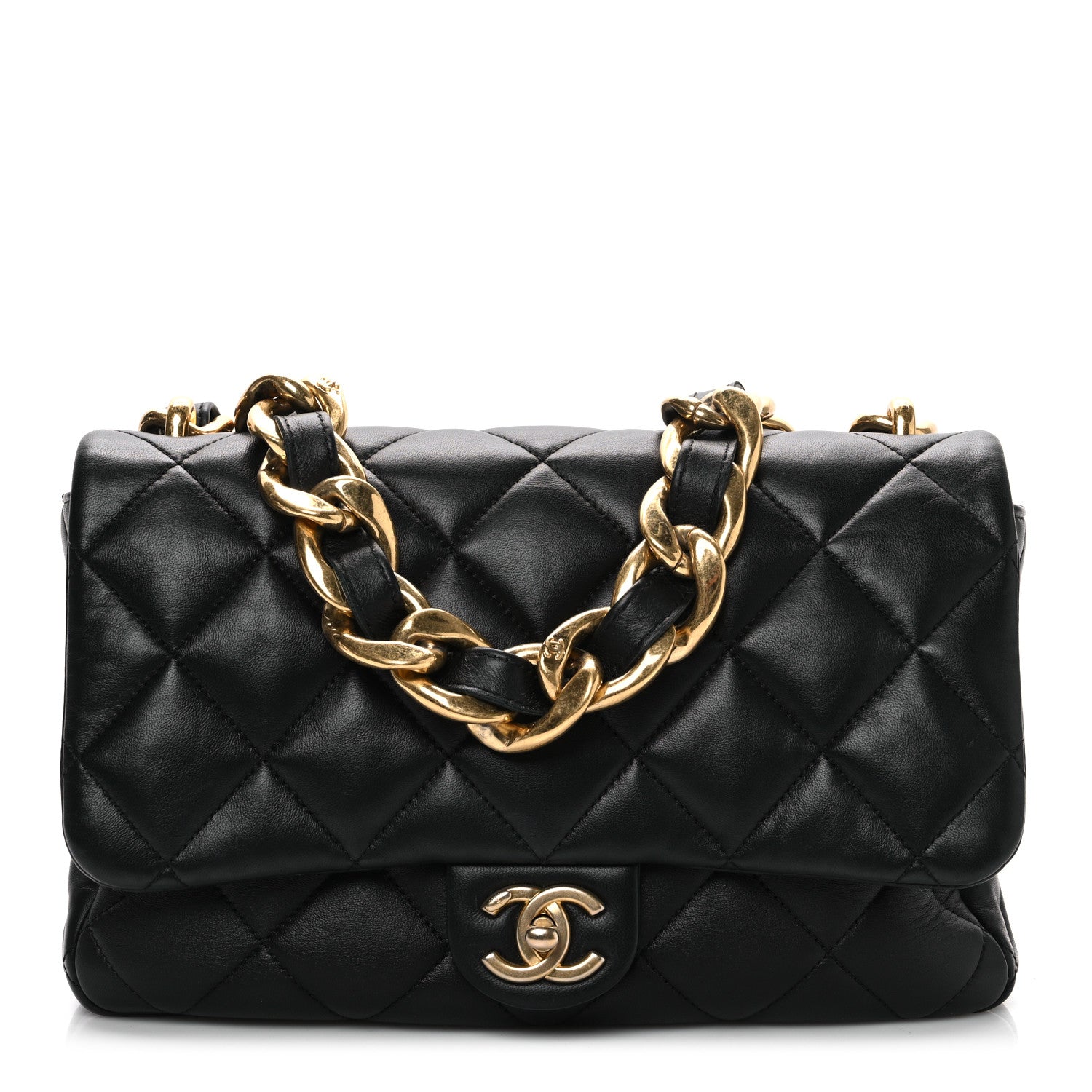 Lambskin Quilted Large Funky Town Flap Black