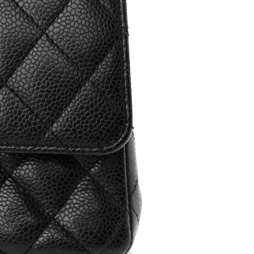 Caviar Quilted Medium Double Flap Black