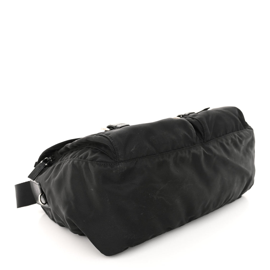 Tessuto Nylon Saffiano Vela Messenger Bag Black