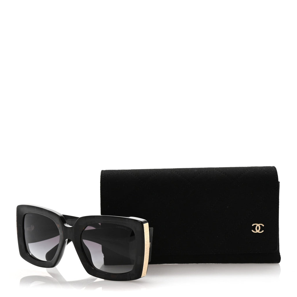 Acetate Rectangle Sunglasses 5435-A Black