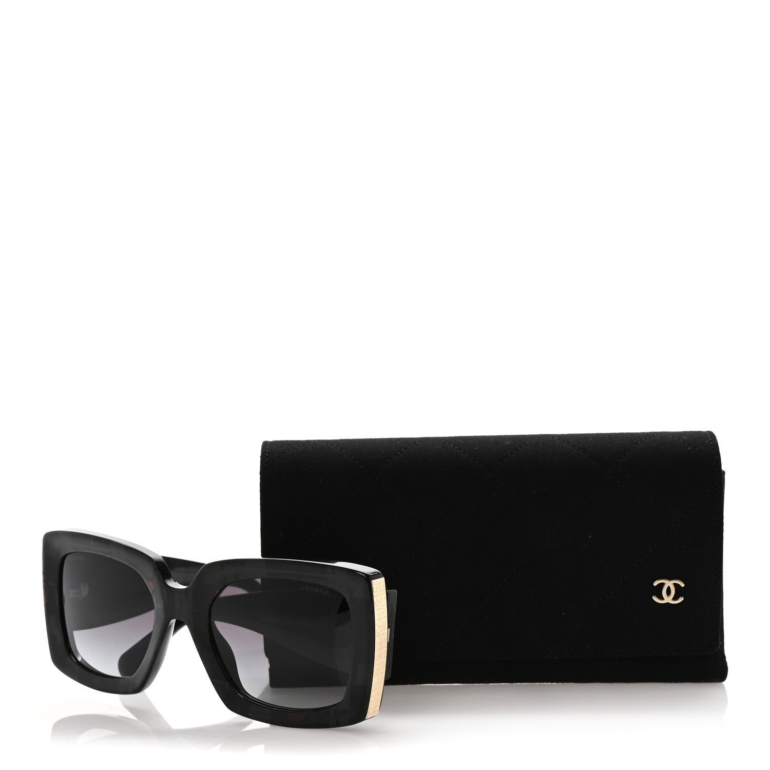 Acetate Rectangle Sunglasses 5435-A Black