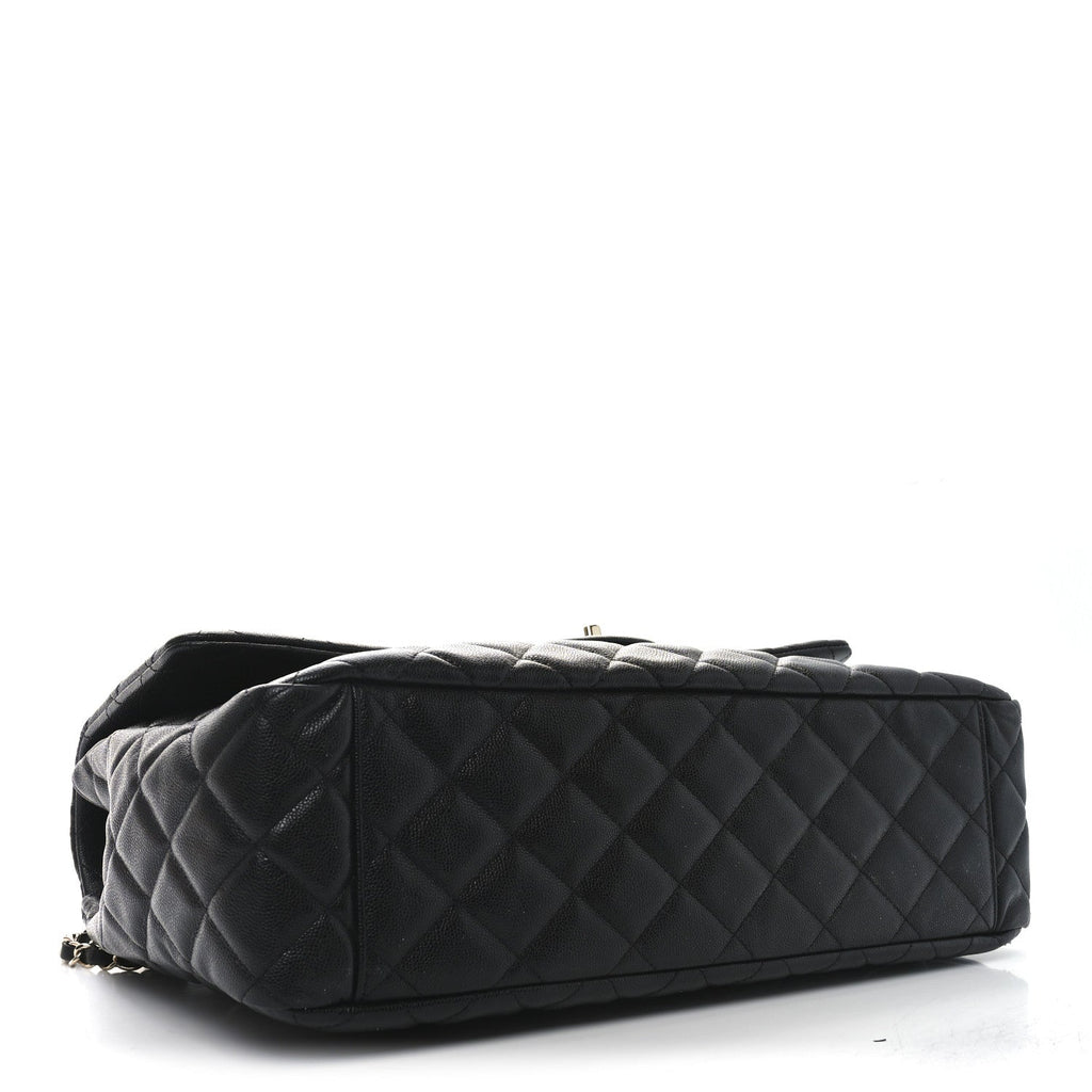 Caviar Quilted XXL Travel Flap Bag Black