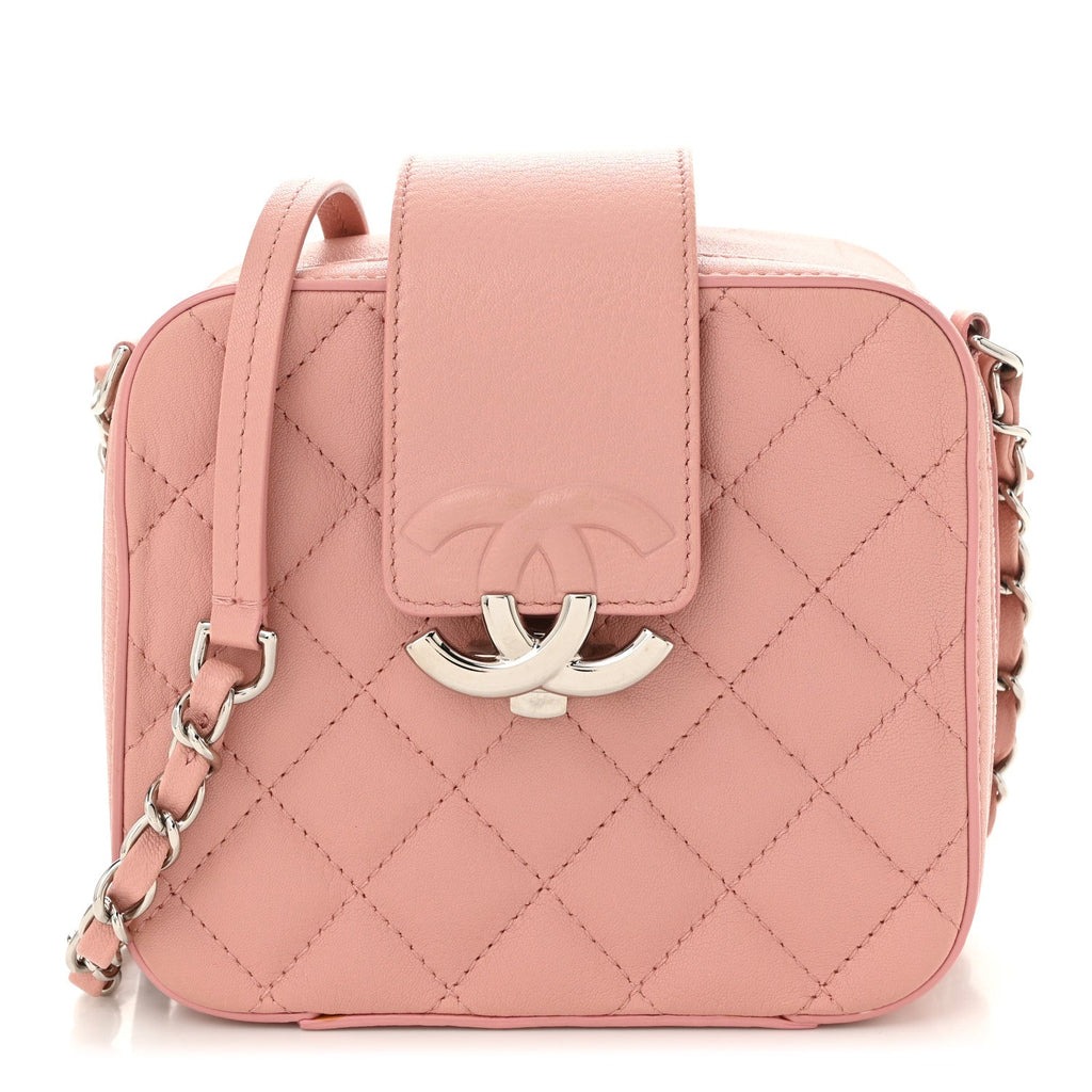 Lambskin Quilted Mini CC Box Camera Bag Pink