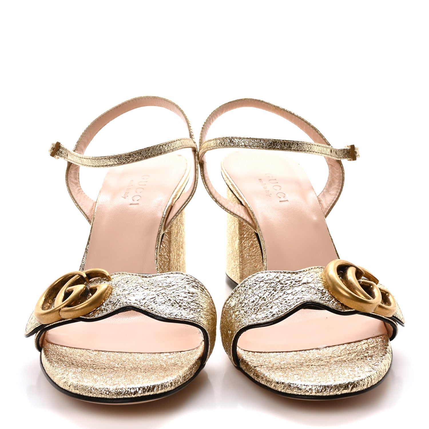 Galassia GG Marmont Ankle Wrap 75mm Sandals 35 Platino