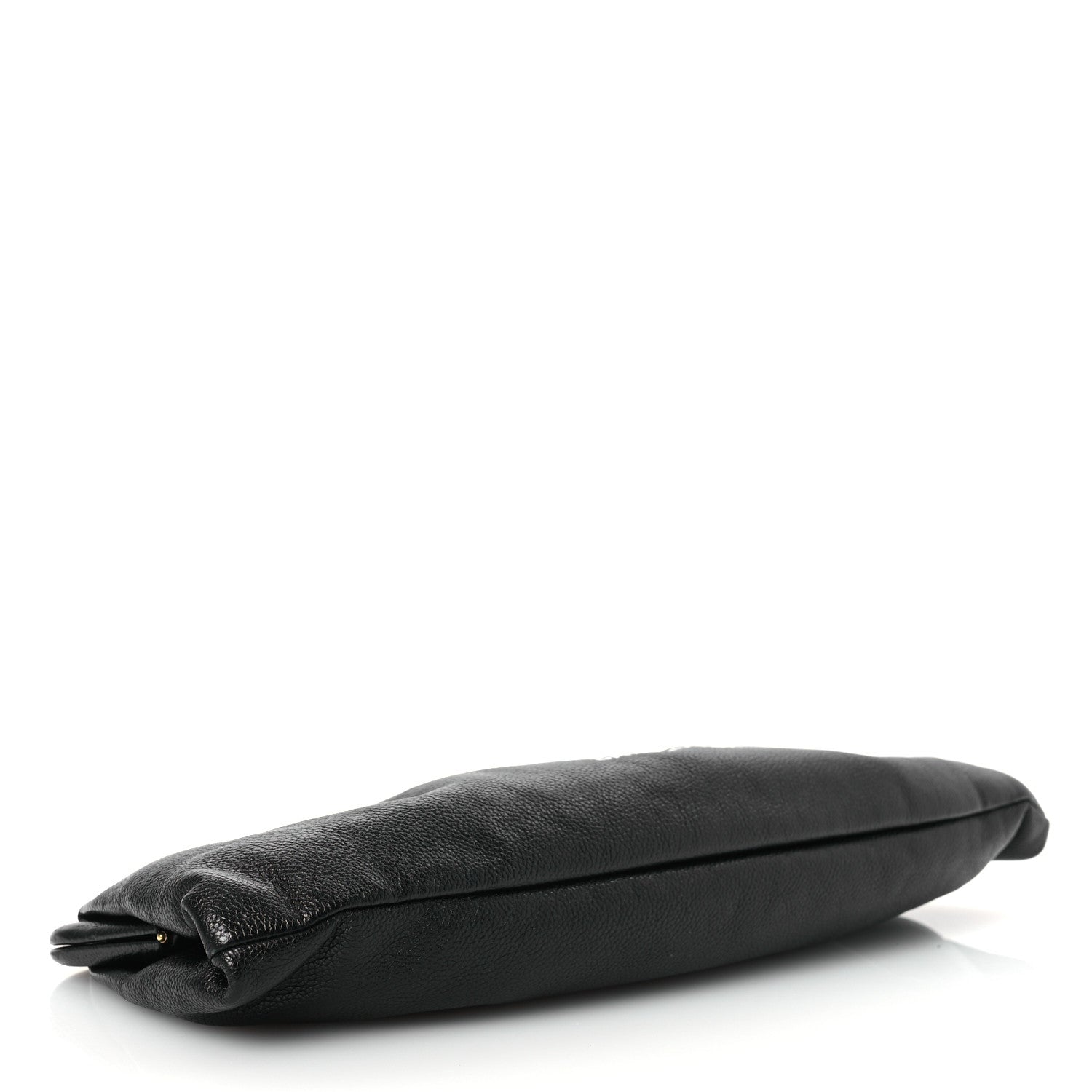 Grained Calfskin Logo Cloud Clutch XL Black