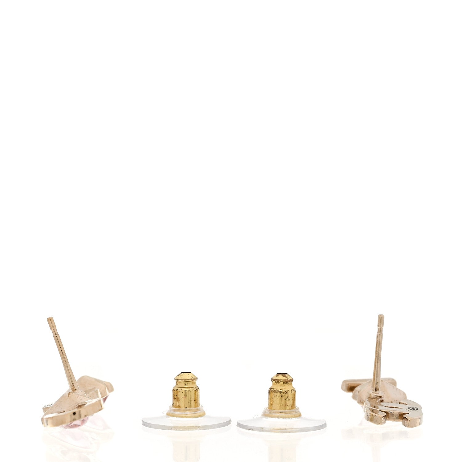 Metal Strass I Love Coco Heart Earrings Gold Pink