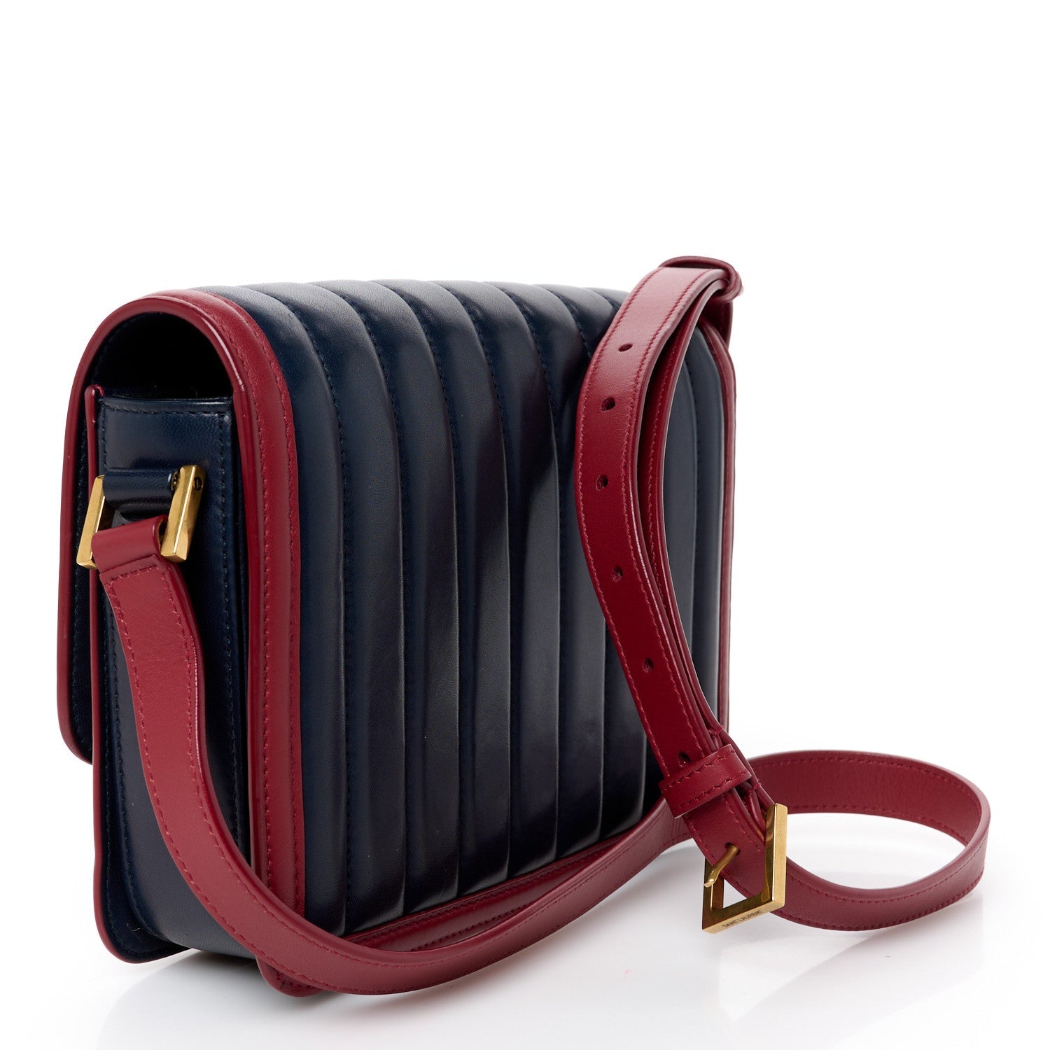 Calfskin Matelasse Monogram Chain Bag Red Navy