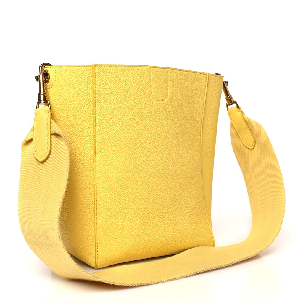 Soft Grained Calfskin Small Sangle Bucket Bag Citron