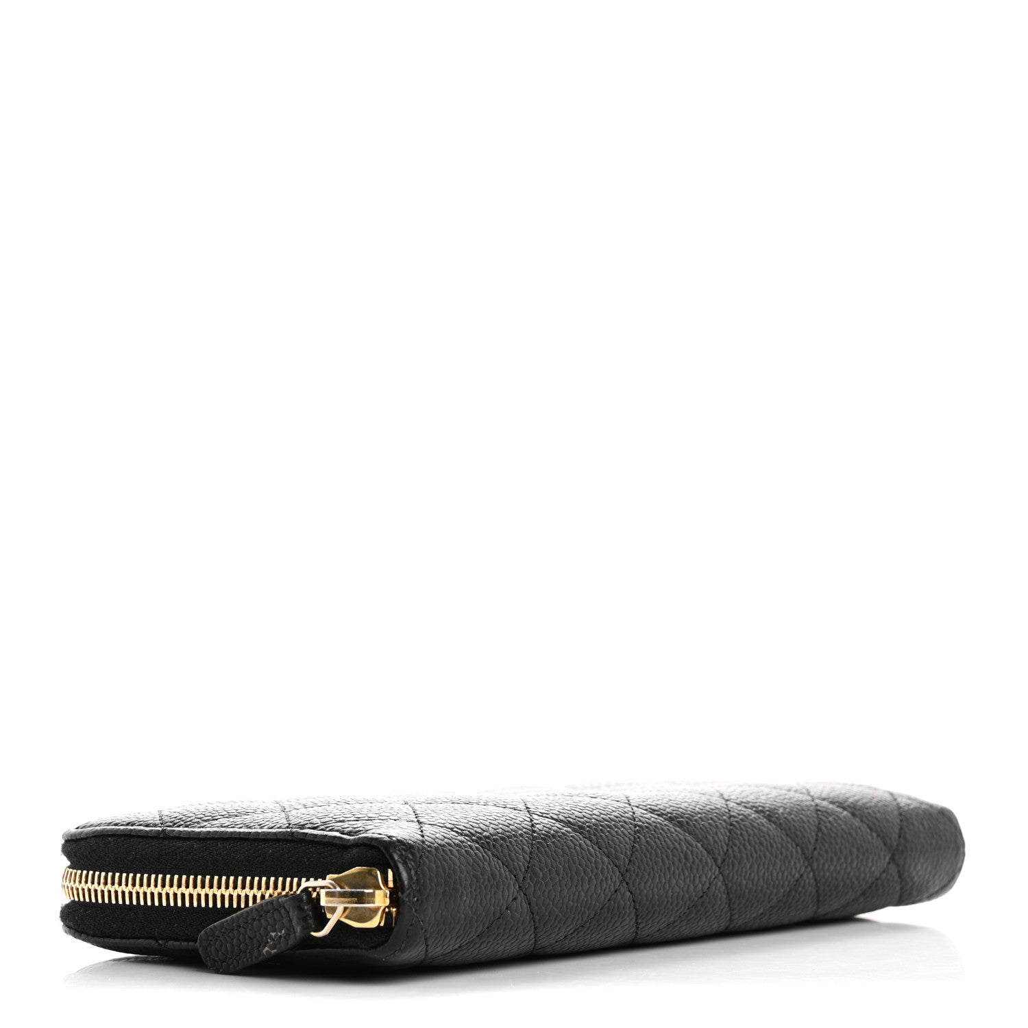 Caviar Quilted Large Gusset Zip Around Wallet Black