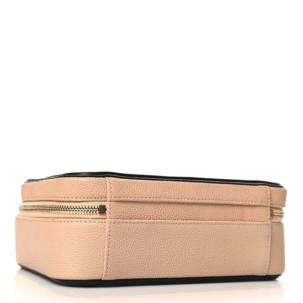 Caviar Quilted Medium CC Filigree Vanity Case Beige Black