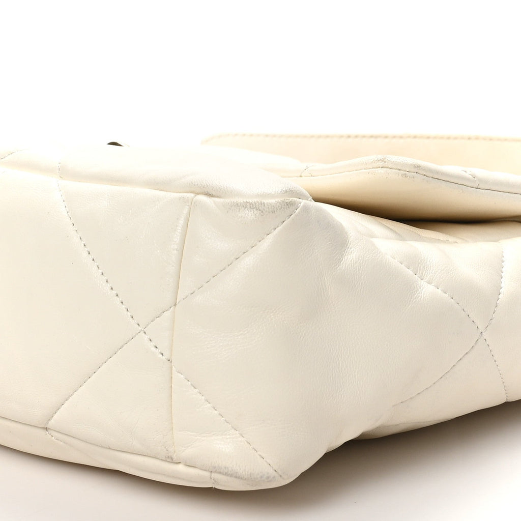 Lambskin Quilted Large Chanel 19 Flap Light Beige