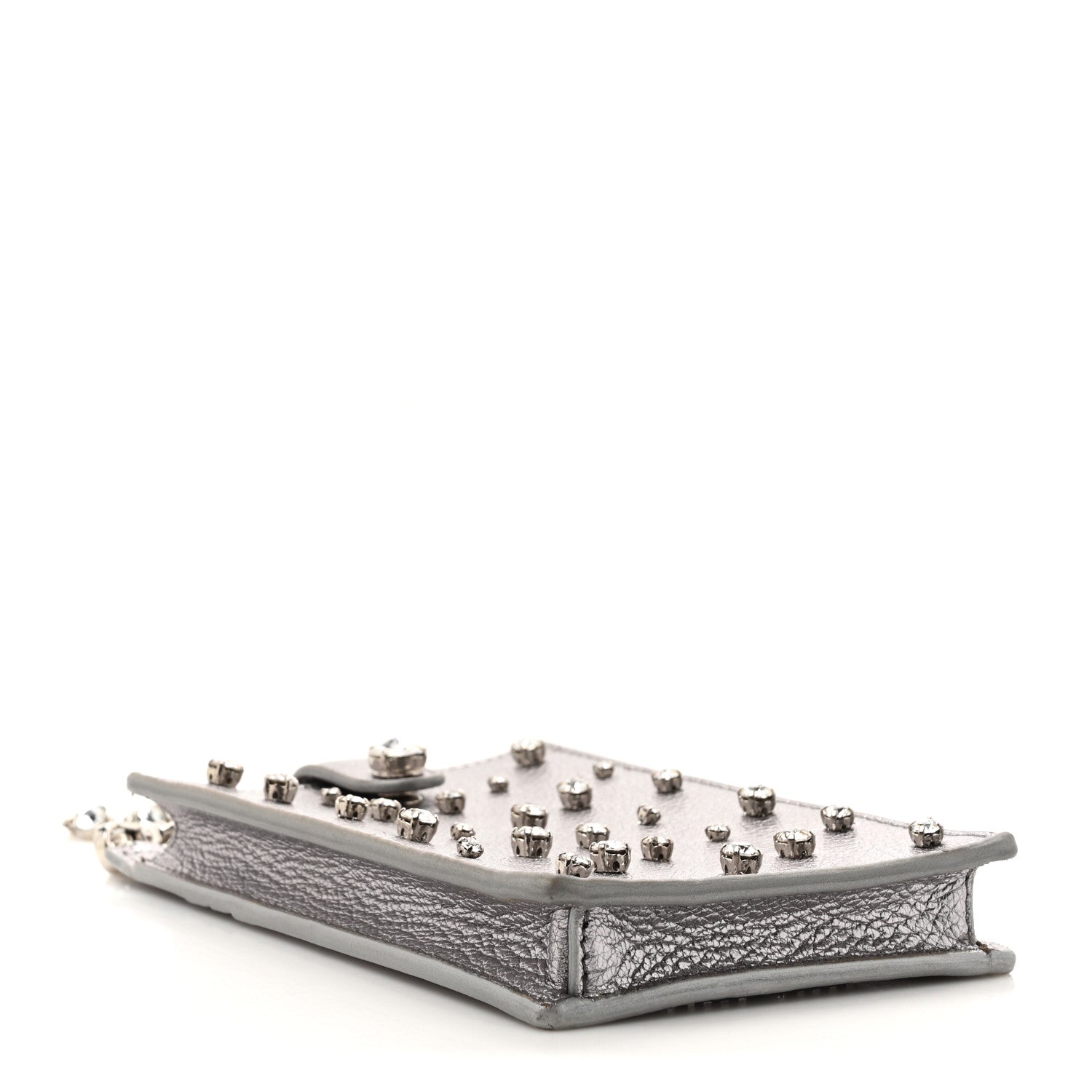 Calfskin Crystal Crossbody Silver
