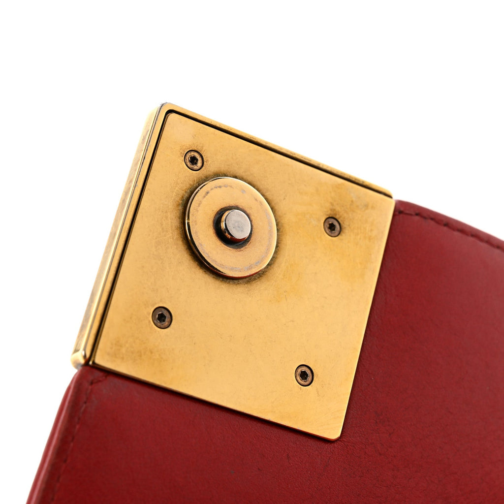 Lambskin Chevron Quilted Small Pyramid CC Flap Red